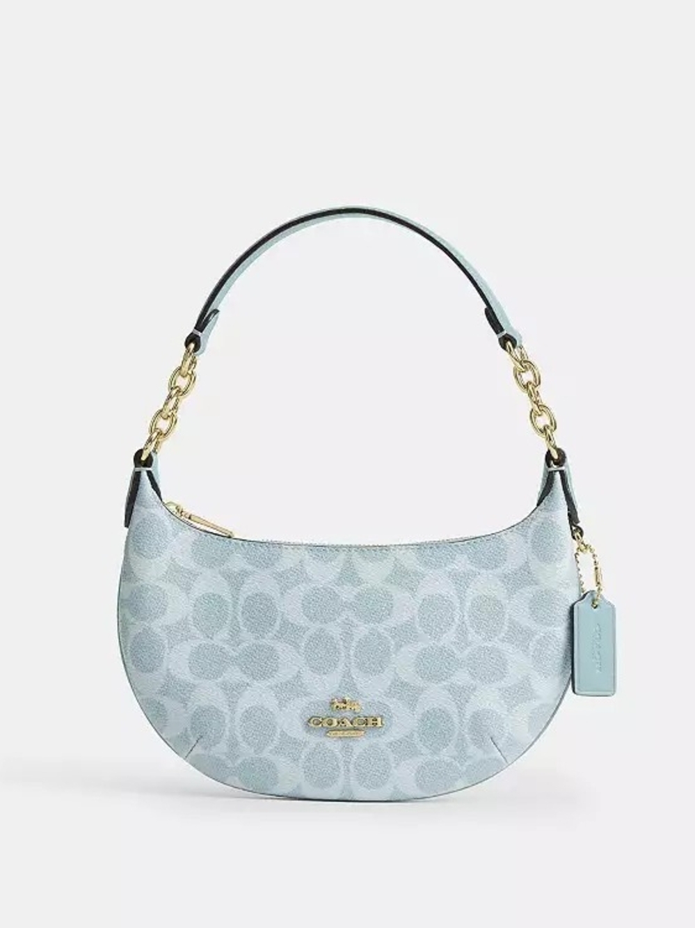 NWT! Coach Mini Payton Bag In Signature Canvas In Gold/Light Blue 🩵 CEL06